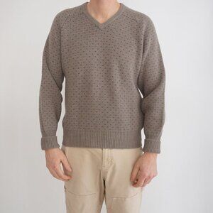 Vintage '90S Ingo Olive Green 100% Wool Eclectic Grandpa V-Neck Sweater Medium